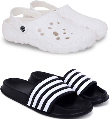Kapani Fashion Men Clogs(White, Black , 9)