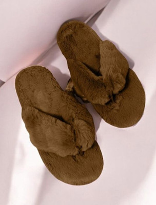 Sale YUG Women Flip Flops(Brown , 4)