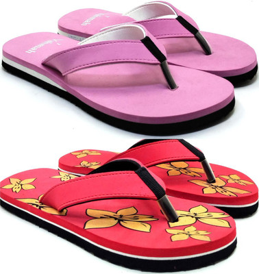 VAHMAH Women Slippers(Pink, Red , 7)