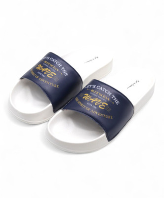 Mast & Harbour Men Slides(White, Blue , 8)