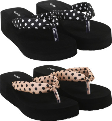 KUNTO Women Flip Flops(Multicolor , 8)