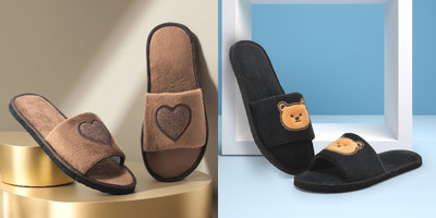 Y key Women Flip Flops(Black, Brown , 6)