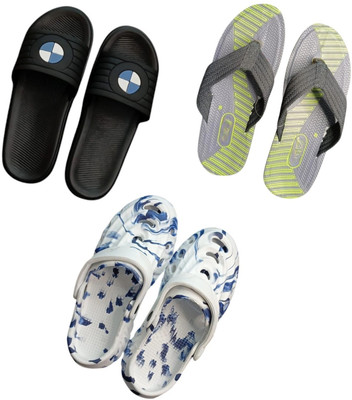 BLIBBERS Men Slippers(Black, Grey, Multicolor , 7)