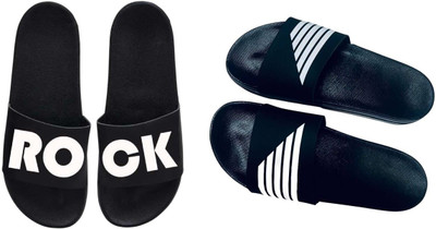 nvisan Men Slides(Black , 7)