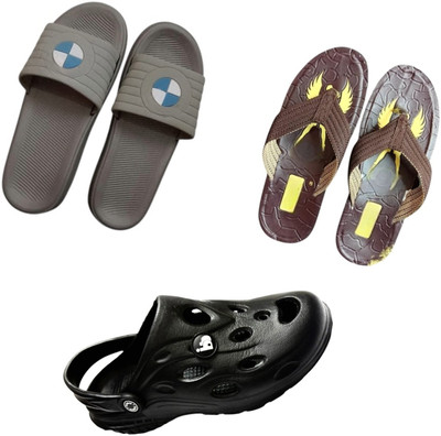 BLIBBERS Men Slippers(Grey, Brown, Black , 9)