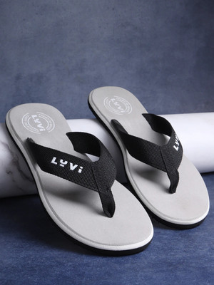 LYVI Men Flip Flops(Grey , 8)
