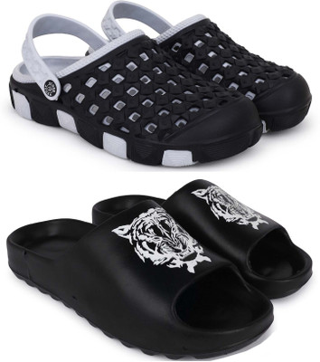 Pampy Angel Men Slippers(Grey, Black , 8)