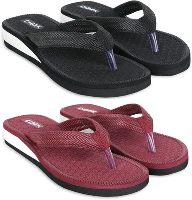 CIBEK Women Doctor step with cibek comfortable extra soft daily wear women slipper pack of 2 Flip Flops(Multicolor , 7)