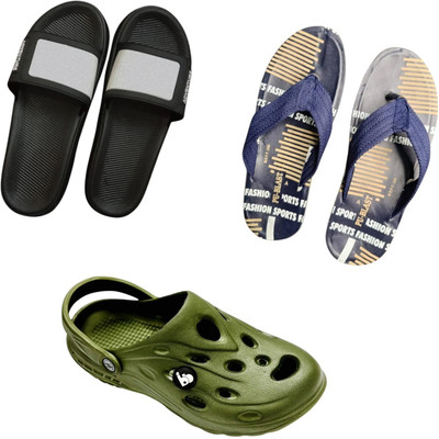 BLIBBERS Men Slippers(Black, Blue, Green , 6)