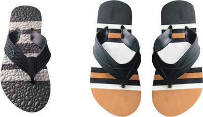 skyflip Men Slides(Grey, Brown , 6)
