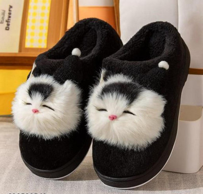 shoptegic Women Slippers(Black , 8)