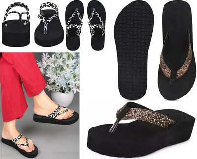 VAISNNAVIHUBB Women Slippers(Black , 7)