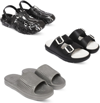 Acorn Men Slides(Black, Black, Grey , 6)