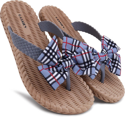 Cassiey Women Slippers(Grey, Brown , 5)