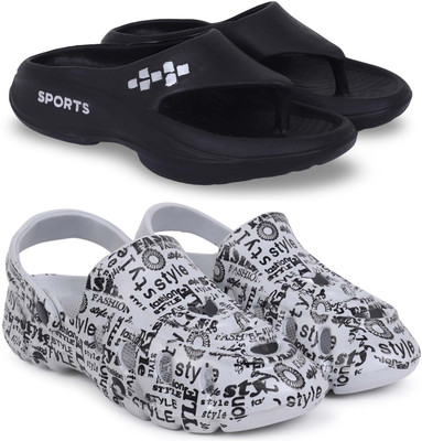 Pampy Angel Men Slippers(Black, Grey , 6)