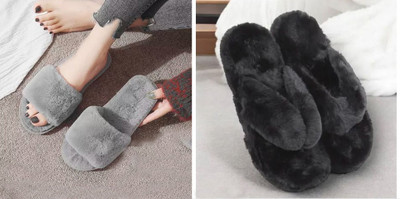 rexizone Women Slides(Black, Grey , 6)