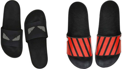 nvisan Men Slides(Red, Grey, Black , 8)