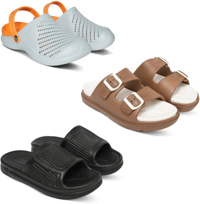Acorn Men Slides(Orange, Tan, Black , 10)