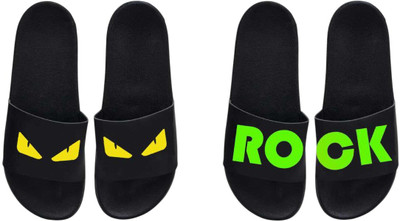 nvisan Men Slides(Yellow, Green , 8)