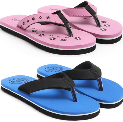VAHMAH Women Slippers(Pink, Blue , 5)