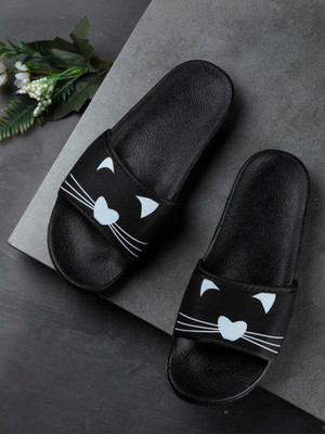 Footox Women Slippers | Slides | Flipflop | Clogs | Ortho | Acupressure Slides(Black , 4)
