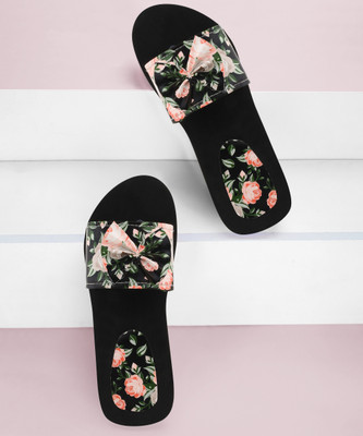 SHIPEE Women Slides(Black , 5)