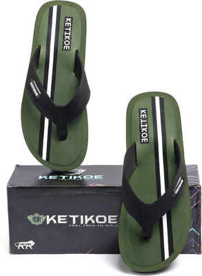 KETIKOE Men Flip Flops(Green , 8)