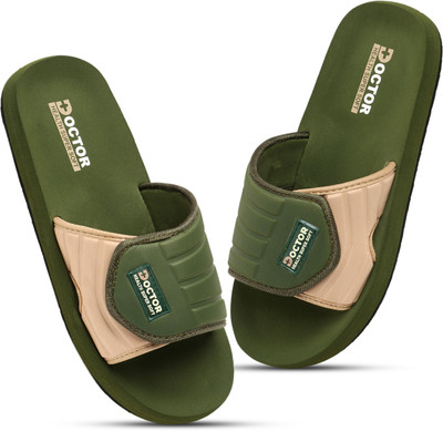 DOCTOR HEALTH Men Extra soft|Soft|Orthopedic|Comfortable|Ultra Soft|Men Slippers Flip Flop Flip Flops(Olive , 7)