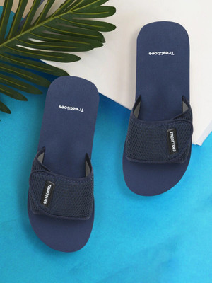 TREATTOES Men Soft Ortho Care Diabetic Orthopaedic Comfort Dr Slippers, Sliders and Flipflops Slides(Navy, Blue , 6)