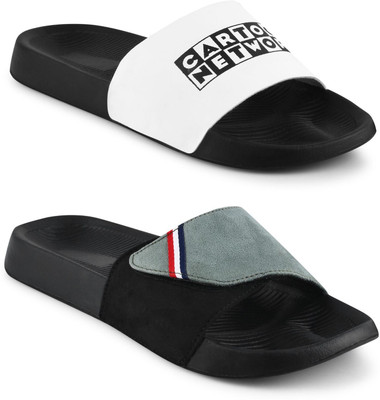 Foot Print Men Slides(Multicolor , 9)