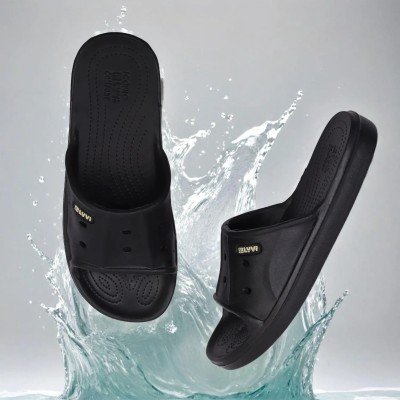 LYVI Men Synthetic|Lightweight|Premium|Comfort| Trendy|Outdoor| Flip Flops for men Slides Slides(Black 8)