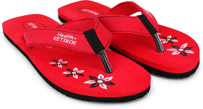 WALKUM Women Slippers(Red , 6)