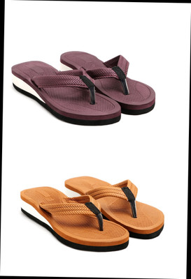 HOC Women Slippers(Maroon, Brown , 7)