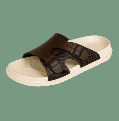 ABJ Fashion Men Slippers(Brown, Beige , 6)