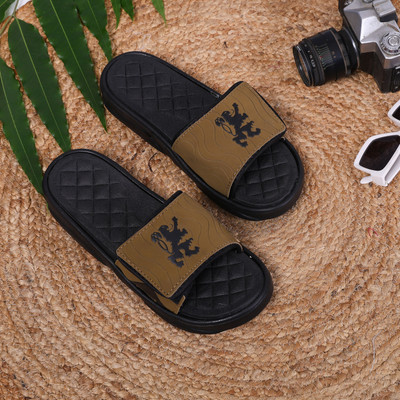 STYLE HEIGHT Men Slides(Tan , 10)
