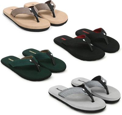Footup Men 4 Pair Comfortable|Ultra-Light|Stylish and Trendy|Flip Flops Slippers(Multicolor , 9)