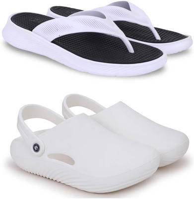 Kapani Fashion Men Slippers(Black, White , 6)