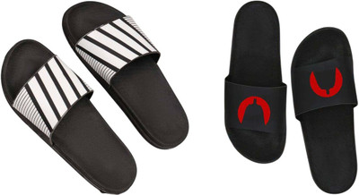 nvisan Men Slides(Grey, Red, Black , 6)
