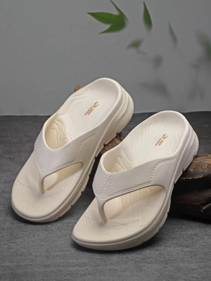 asian Women Flip Flops(Off White , 5)