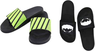 nvisan Men Slides(Green, White , 8)