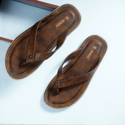 R-Swiss Men Flip Flops(Brown , 10)