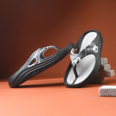 slipover Men Doctor Soft | Orthopedic Comfort | slipper Lightweight & Durable | Non-Slip Sole Flip Flops(Black, Grey , 6)