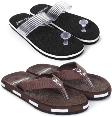 Lite Hawks Men Slippers(Black, Brown , 7)