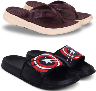 Pampy Angel Men Slippers(Maroon, Black , 6)