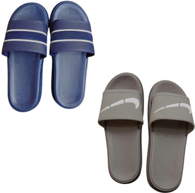 BLIBBERS Men Slides(Blue, Grey , 7)