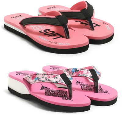 zebio Women Slippers(Pink, Black, Pink , 5)