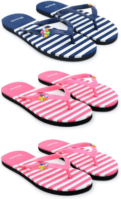 Bizwiz Women for Women Combo 3 Slippers / Flip Flop Slippers(Multicolor , 6)