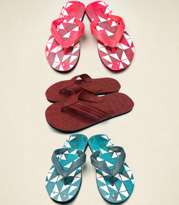 Mikro Men Slippers(Red, Maroon, Blue , 9)