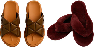 Shivaru trader Women Slippers(Maroon, Brown , 6)