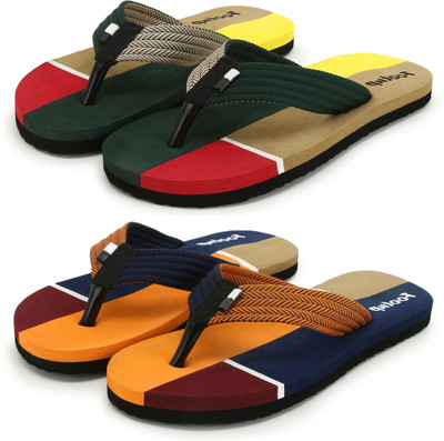 Footup Men Pack of 2 Men House Slippers | Soft Cushion, Anti Skid, Comfort Daily Wear Slippers(Green, Orange , 6)